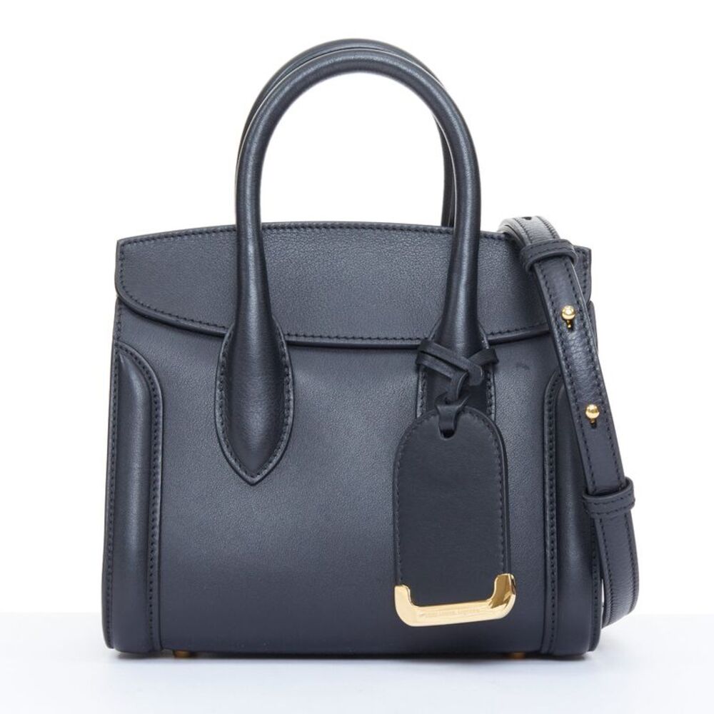 ALEXANDER MCQUEEN Heroine 21 black calfskin leather gold hardware satchel bag